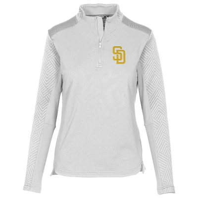 Women's Levelwear White San Diego Padres Daybreak Quarter-Zip Pullover Top