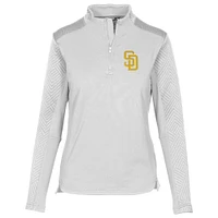 Women's Levelwear White San Diego Padres Daybreak Quarter-Zip Pullover Top