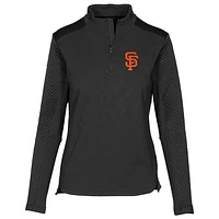 Women's Levelwear Black San Francisco Giants Daybreak Quarter-Zip Pullover Top