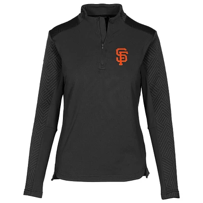 Women's Levelwear Black San Francisco Giants Daybreak Quarter-Zip Pullover Top
