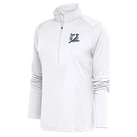 Women's Antigua White Tampa Bay Lightning Special Edition 2.0 Tribute Quarter-Zip Pullover Top