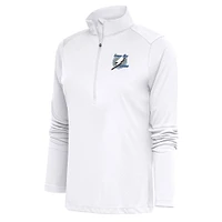 Women's Antigua White Tampa Bay Lightning Special Edition 2.0 Tribute Quarter-Zip Pullover Top