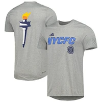 Men's adidas Heather Gray New York City FC Team Jersey Hook AEROREADY T-Shirt