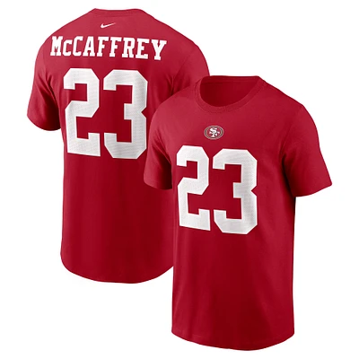 Men's Nike Christian McCaffrey Scarlet San Francisco 49ers Player Name & Number T-Shirt