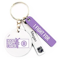 Boston Bruins Hockey Fights Cancer Personalized Ribbon Keychain