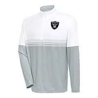 Men's Antigua White/Gray Las Vegas Raiders Bender Quarter-Zip Pullover Top