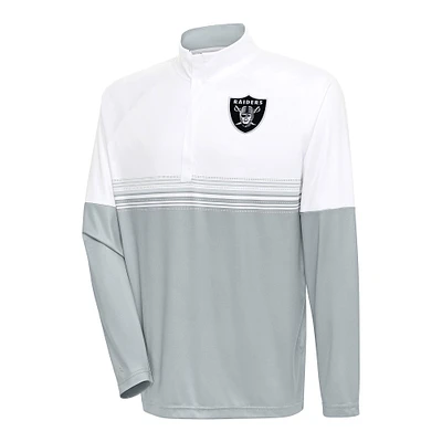 Men's Antigua White/Gray Las Vegas Raiders Bender Quarter-Zip Pullover Top