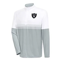Men's Antigua White/Gray Las Vegas Raiders Bender Quarter-Zip Pullover Top
