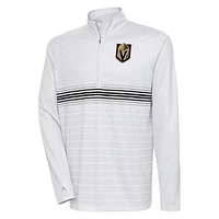 Men's Antigua Heather Gray/Black Vegas Golden Knights Bullseye Quarter-Zip Pullover Top