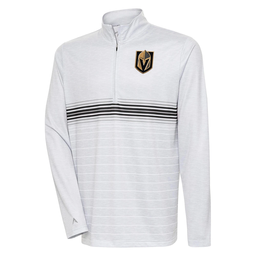 Men's Antigua Heather Gray/Black Vegas Golden Knights Bullseye Quarter-Zip Pullover Top