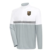 Men's Antigua White/Black Vegas Golden Knights Bender Quarter-Zip Pullover Top