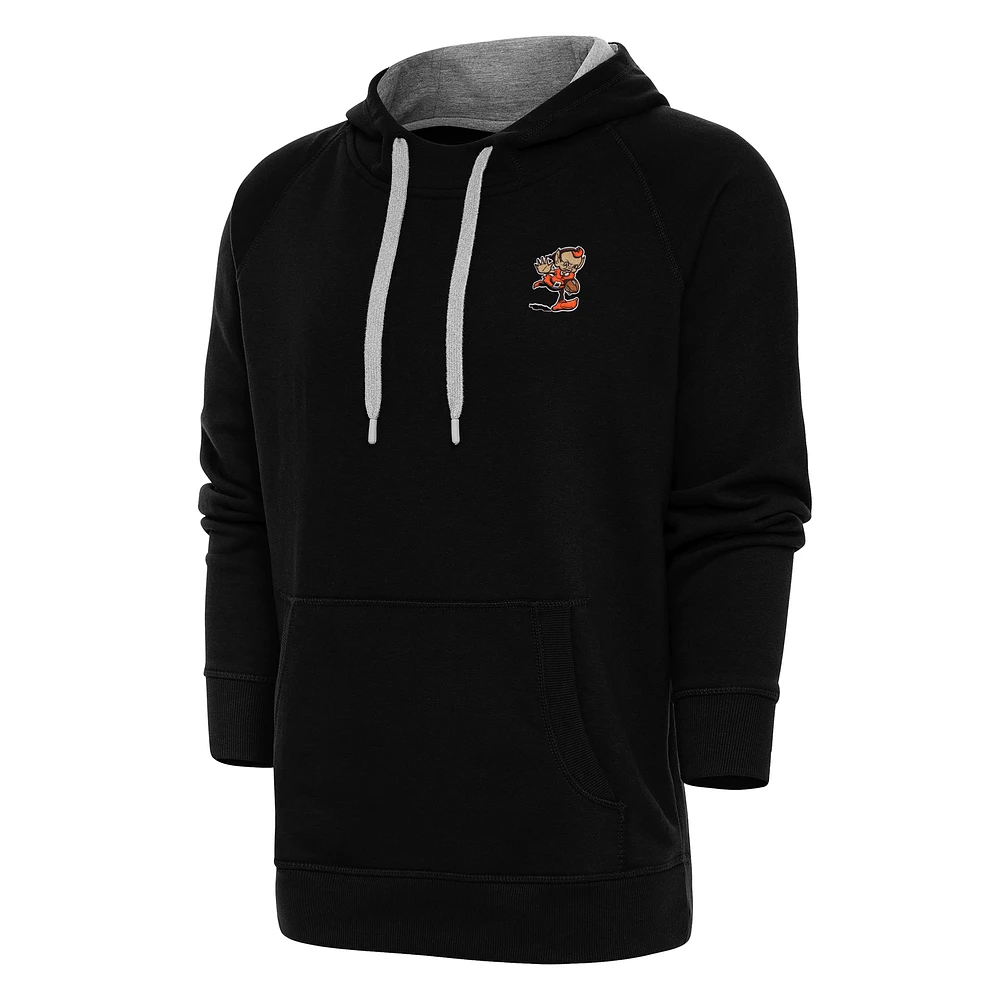 Men's Antigua Black Cleveland Browns Team Logo Victory Pullover Hoodie