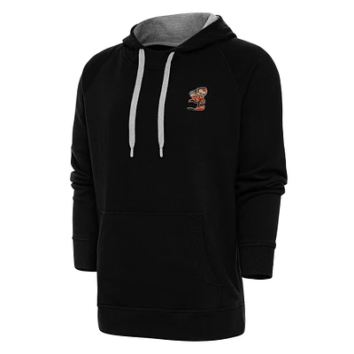 Men's Antigua Black Cleveland Browns Team Logo Victory Pullover Hoodie
