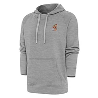 Men's Antigua Heather Gray Cleveland Browns Team Logo Victory Pullover Hoodie