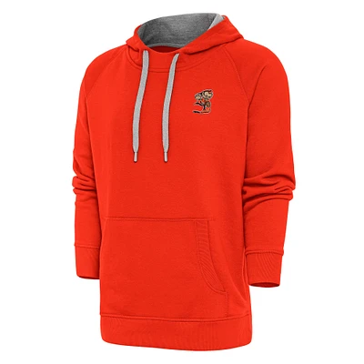 Men's Antigua Orange Cleveland Browns Team Logo Victory Pullover Hoodie