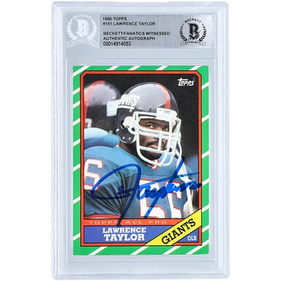 Lawrence Taylor New York Giants Autographed 1986 Topps #151 Beckett Fanatics Witnessed Authenticated Card