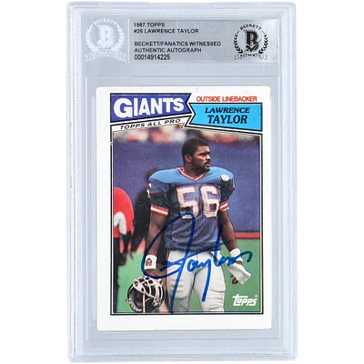 Lawrence Taylor New York Giants Autographed 1987 Topps #26 Beckett Fanatics Witnessed Authenticated Card