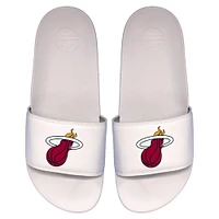 Youth ISlide White Miami Heat Primary Logo Motto Slide Sandals