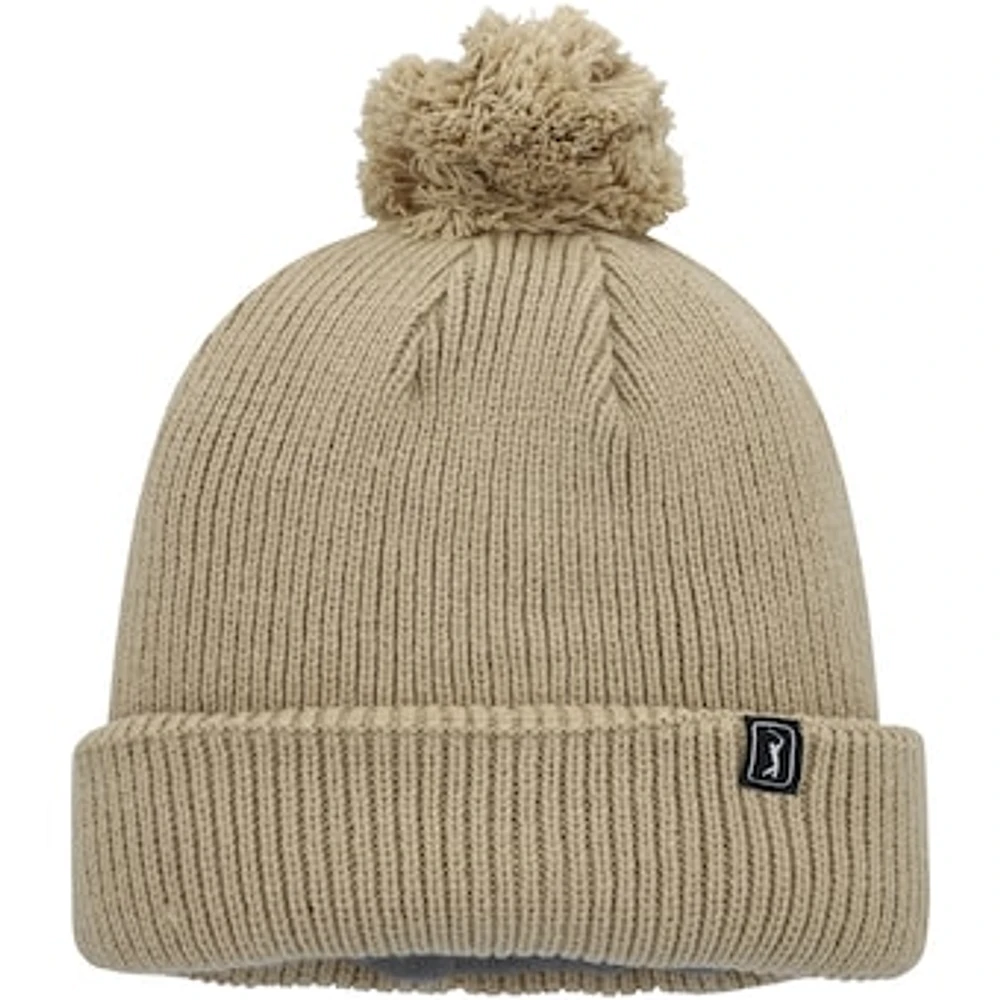 Women's Tan PGA TOUR Cuffed Knit Hat with Pom