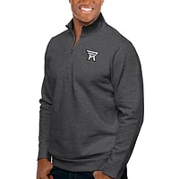 Men's Antigua Heather Charcoal Rochester Knighthawks Gambit Quarter-Zip Pullover Top