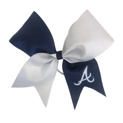 Atlanta Braves Jumbo Glitter Bow with Ponytail Holder