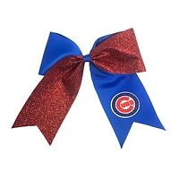 Chicago Cubs Jumbo Glitter Bow with Ponytail Holder