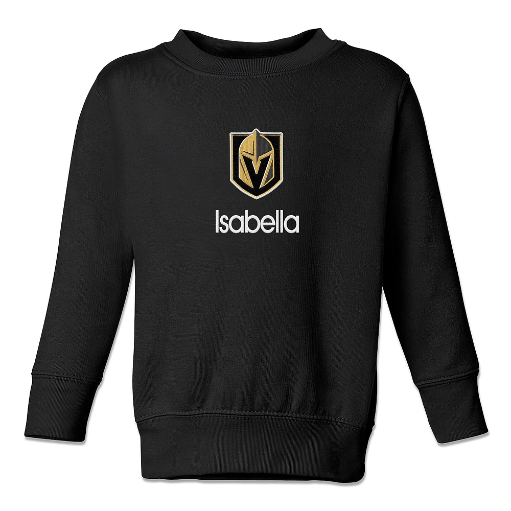Toddler Black Vegas Golden Knights Personalized Pullover Sweatshirt