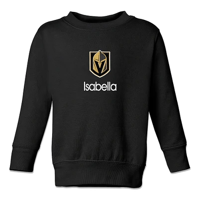 Toddler Black Vegas Golden Knights Personalized Pullover Sweatshirt