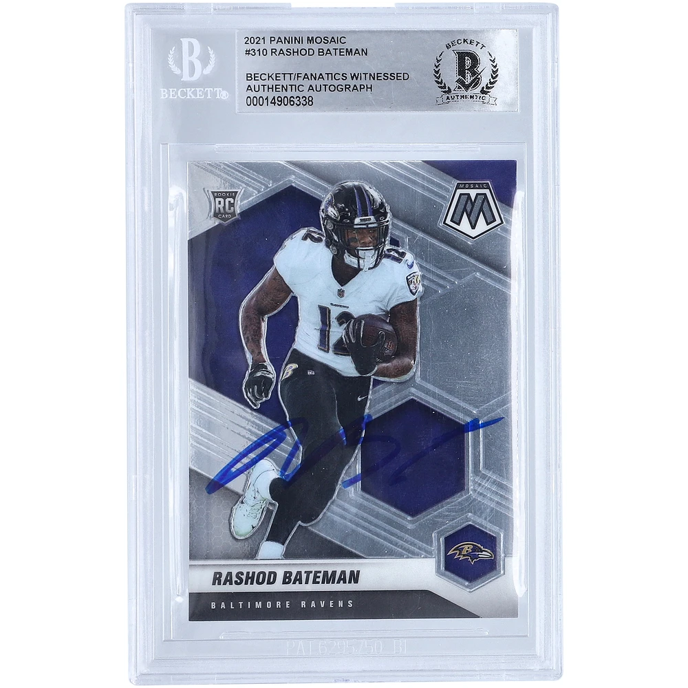 Rashod Bateman Baltimore Ravens Autographed 2021 Panini Mosaic #310 Beckett Fanatics Witnessed Authenticated Rookie Card