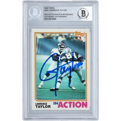 Lawrence Taylor New York Giants Autographed 1982 Topps In Action #435 Beckett Fanatics Witnessed Authenticated Rookie Card