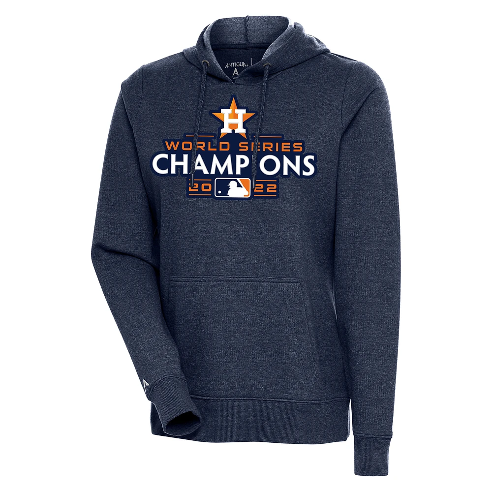 Women's Antigua Heather Navy Houston Astros 2022 World Series Champions Action Pullover Hoodie