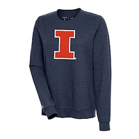 Women's Antigua Heather Navy Illinois Fighting Illini Action Pullover Sweatshirt