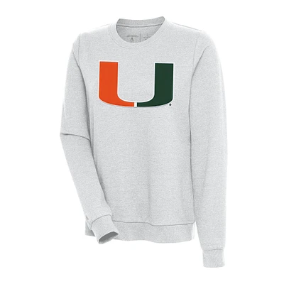 Women's Antigua Heather Gray Miami Hurricanes Action Pullover Sweatshirt