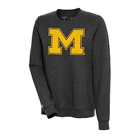 Women's Antigua Heather Black Michigan Wolverines Action Pullover Sweatshirt