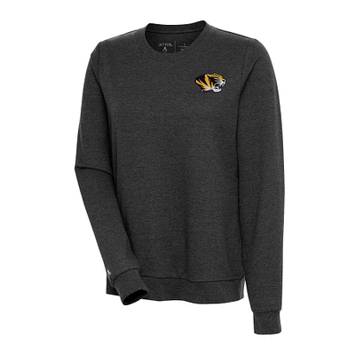 Women's Antigua Heather Black Missouri Tigers Action Pullover Sweatshirt