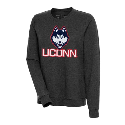 Women's Antigua Heather Black UConn Huskies Action Pullover Sweatshirt