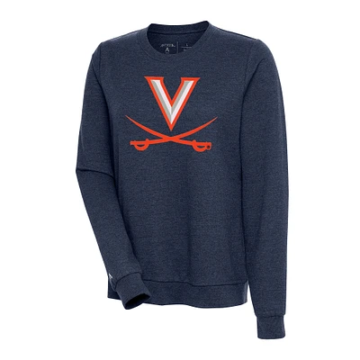 Women's Antigua Heather Navy Virginia Cavaliers Action Pullover Sweatshirt