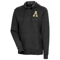 Women's Antigua Heather Black Appalachian State Mountaineers Action Pullover Hoodie