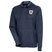 Women's Antigua Heather Navy Butler Bulldogs Action Pullover Hoodie