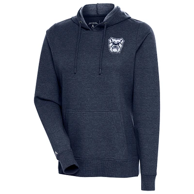 Women's Antigua Heather Navy Butler Bulldogs Action Pullover Hoodie