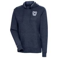 Women's Antigua Heather Navy Butler Bulldogs Action Pullover Hoodie