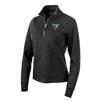 Women's Antigua Heather Black Maine Black Bears Action Quarter-Zip Pullover Sweatshirt