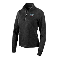 Women's Antigua Heather Black Maine Black Bears Action Quarter-Zip Pullover Sweatshirt
