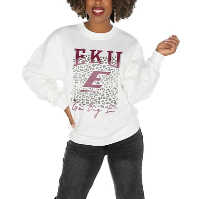 Women's Gameday Couture White Eastern Kentucky Colonels Drop Shoulder Fleece Pullover Sweatshirt