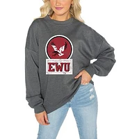 Women's Gameday Couture Charcoal Eastern Washington Eagles Drop Shoulder Fleece Pullover Sweatshirt