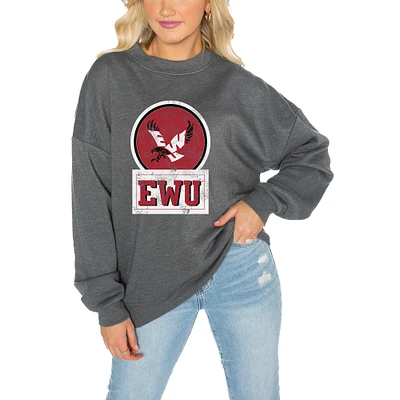 Women's Gameday Couture Charcoal Eastern Washington Eagles Drop Shoulder Fleece Pullover Sweatshirt