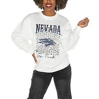 Women's Gameday Couture White Nevada Wolf Pack Drop Shoulder Fleece Pullover Sweatshirt