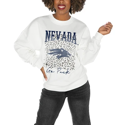 Women's Gameday Couture White Nevada Wolf Pack Drop Shoulder Fleece Pullover Sweatshirt