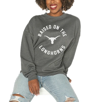 Women's Gameday Couture Charcoal Texas Longhorns Drop Shoulder Fleece Oversized Pullover Sweatshirt