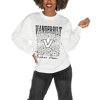 Women's Gameday Couture White Vanderbilt Commodores Drop Shoulder Fleece Pullover Sweatshirt